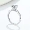 Mosang Stone Diamond Ring S925 Silver Ring Women's Six Claw Ring D Color 1 Carat Engagement Valentine's Day Gift PMJ078