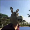 Maski imprezowe zabawne Adt Py Donkey Horse Head Mask Lateks Halloween Animal Cosplay Cosplay Zoo Rekwizyty Festiwal Kostum