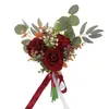 Bouquet de mariage bouquet de mariée accessoires de mariage ruban de soie fleurs de roses artificielles bouquet de mariée discount 231127