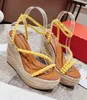 Top Luxury Malfadina Zeppa Sandali Scarpe Donna Espadrillas Zeppe Tacchi Punta tonda Décolleté Abito da festa Lady Walking EU35-43 Con scatola