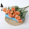 Dekorative Blumen Gefälschte Rosen Strauß Romantische Seide Valentinstag Geschenk Urlaub Party Dekoration Künstliche Blume Diamant Orange Rose