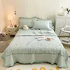 Bed Skirt 2023 Luxury Elegant White Embroidery Washed Silk Cool Summer Quilt Set Bedding