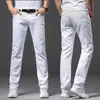 Męskie dżinsy Bracie Wang Men biały moda Casual Classic Style Slim Fit Soft Modle Male Brand Advanced Stretch Pants 231129
