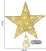 Deko-Objekte, Figuren, Eisen-Glitzerpulver, Christbaumschmuck, Spitzensterne mit LED-Licht, Lampendekorationen für Zuhause, Weihnachtsbäume 231128