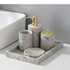 Dispenser di sapone liquido Set per lavaggio in marmo di lusso leggero Tazza per gargarismi Portaspazzolino Piatto Accessori per il bagno Forniture per il bagno