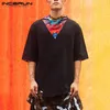 Herr t-skjortor incerun man sköldpadda hals t-shirt sommar dashiki kort ärm tee topps casual svart streetwear blus mens tryckt s-3xl