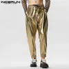 Men's Pants Stylish Party Shows Style Pantns Men's Flash Fabric Trousers Hot Selling Drstring High Waist Long Pants S-5XL L231129