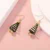 Orecchini pendenti Arrivi di gioielli di moda invernale Semplice albero di Natale a spirale verde per donne Ragazze Decorazione natalizia alla moda