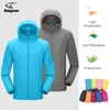 Vestes d'extérieur Hoodies Jaket Hujan Berkemah Pakaian Perlindungan Matahari Tahan Air Pria Wanita Baju Berburu Memancing Kulit Cepat Kering dengan Saku 230428