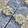 Giubbotti da donna 2024 Primavera Giacca di jeans da donna Industria pesante tempestato di diamanti con perline disco fibbia jeans larghi cappotto vestiti vintage