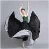 Stage Wear Jupe de danse en mousseline de soie Flamenco pour femmes 720 degrés de couleur unie jupes longues danseur pratique style chinois avec grand ourlet goutte Dhmlg