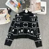 Women's Sweaters designer 2023 Autumn/Winter New Imitation Mink Plush Letter Small Fragrant Jacquard Five Point Star Round Neck Long Sleeve Pullover 26K3