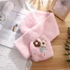 Scarves Cute Cartoon Flower Cross Faux Fur Collar Plush Scarf Women's Winter Outdoor Thicken Neck Protection Warm Shawl V93