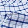 Men's Casual Shirts 2023 100% Pure Cotton Oxford Short Sleeve Square Collar Soild Plaid Striped Summer Single Poet Shirtephemeralew