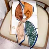 Scarves 2022 Luxury Striped Print Silk Scarf Women Double Small Scarf Tying Hair Band Female Spring Narrow Long Scarfs Ladies J230428