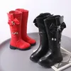 Stivali Zapatos Nia Peluche Tubo lungo Genitore bambino Scarpa invernale High Top Ragazza Stivale caldo Papillon Principessa Moda Kid 231128