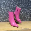 Stivali San Valentino Designer di donne di lusso Designer Fascifica genuina in pelle vera in pelle rosa color punta di punta con tacchi alti pompe per abbigliamento da pista da pista da pista da pista da pista da pista da pista da pista da pista da festa Bota Sh Sh