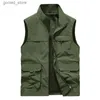 Gilets pour hommes Gilet d'extérieur pour hommes Gilets de camping Photographie Manteau Meilleur gilet de pêche Homme élégant Cardigan Escalade Travail Sans manches Biker Q231129