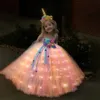 Flickor klänningar uporpor unicorn Girls Barn Led Light Up Dress Kids Birthday Party Princess Lolita Costume For Christmas Ball Gown 231128