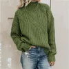 Kadın Sweaters Kadın Kazak Jumper Güçlü Düz Renk Şık Vintage Style Sıradan Uzun Kollu Gevşek Harks Beltlanek Sonbahar