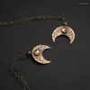 Pendant Necklaces Nonoyes Crescent Moon Moonstone Necklace Bohemian For Women Female Chain Fashion Jewelry Wholesale