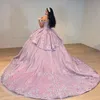 2024 vestidos quinceanera sexy fora do ombro princesa lilás vestido de baile apliques rendas contas espartilho vestido de festa para 15 anos menina
