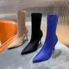 Stiefeletten Schuhe Für Frauen Dame Mittleren Rohr Sexy Elastische Kurze Stiefel frauen Dünne Fersen Neue Spitz Einzel In herbst Und Winter