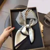 Scarves Classic Sunscreen Imitated Silk Small Square Shawls Striped Satin Scarf Hair Bands Neckerchief Head Wraps 90 90cm