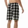 Men's Shorts Men Plaid Print Soft Loungewear Summer Knee-Length Loose Male Pajama Daily Wear