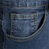 Jeans pour hommes coton extensible bleu hommes décontracté couleur unie taille moyenne hommes coréen denim pantalon automne haute qualité fermeture éclair jean pour
