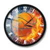 Sport Gift For Sportsmen Home Decor Boys Bedroom Frameless Wall Clock Half In Water Fire Basketball Silent Clocks316T