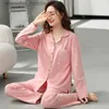 Salón para dormir para mujer Otoño Nuevo tejido de algodón Conjuntos de 2 piezas Conjuntos de pijamas para mujer Fe Ropa de dormir Pijamas para mujer joven con salón Moda Ropa para el hogar L231129