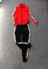 Chándal de diseñador Ropa de mujer Trajes de chándal para mujer Chaqueta de manga larga roja y pantalones deportivos delgados negros Traje de jogging de moda Traje de pantalón Conjunto de 2 piezas Ropa para mujer