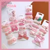 Hair Accessories 5Pcs Sweet Pink Clips Baby Girls Cute Cartoon Bow Flower Hairpin Kawaii Plaid Floral Knit Barrettes Kids