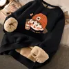 Kvinnor Hoodies Sweatshirts Abrini Autumn Winter Women Printed Cute Fleece Warm Lambool Thicken Thermal Loose Casual 231129