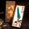 ZK20 European retro quill gift box set with ink sprinkled gold dipped quill creative