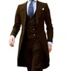 Ternos masculinos Blazers 2023 Chegal Long Coat Designs Chinês Vermelho Homens Terno Suave Mens Smoking Prom Blazer Personalizado 3 Peças JacketvestPants 231128