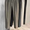 Ternos masculinos calças de ajuste regular elástico de lã elegante terno de inverno calças cintura fina macio tecido quente para formal