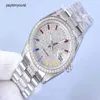 Roller Titta på Swiss Watches Moissanite Diamond Högkvalitativ herr Lyxig automatisk mekanisk silverband Rostfritt stål för män Vattentät armbandsur Fashion Wri