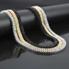 Lodowany łańcuch tenisowy 2 rzędowe naszyjniki wystawne wysokiej jakości srebrne złoto złoty kolor męski łańcuchy moda Hip Hop Bling Jewelry311c