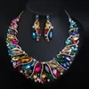 Bröllopsmycken Set Vintage Statement Crystal Necklace Earrings Set Retro Dubai Bridal Set's Party Luxury Big Colorful Jewelery Gift 231128