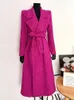 Damenanzüge Blazer Französischer kleiner duftender Tweed-Blazermantel für Frauen Herbst Winter koreanische OL-Modeoberbekleidung mit einem Gürtel lang 231129