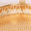 Organizacja Golden Fruit Tray Creative Vintage Gold Round Square Fruit Plate Multifunkcyjna metalowa przekąska domowa talerz do przechowywania