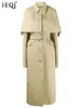 Damesjassen IEQJ Britse stijl High-end kaki windjack voor dames Doufeng Tweedelige lange geul herfst winter 2023 kleden 3WQ6610 231129