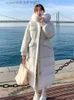 女性のダウンパーカス冬の女性90％ホワイトダックダウンコート長い毛皮のフード付きロンバスパターンパーカーアーガイルロング格子縞のバブルジャケットスノーアウトウェアL231129