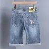Дизайнерские мужские джинсы 2023. Роскошные мужские джинсовые шорты стрейч, корейские облегающие прямые брюки с вышивкой и лошадью PYQD