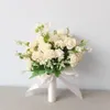 Mini Roses Bouquet avec ruban fleurs artificielles mariée mariage fleur maison fête voyage ornements 1260O