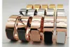 Moda Design Clássico Pulseira Rosy Gold Sier Banhado Extra-largo 33 MM Esmalte Aço Inoxidável Pulseiras de Punho Articuladas Jóias Presente Versão Baixa