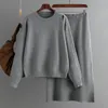 Two Piece Dress AutumnWinter Womens Fashion Network Red Loose Sweater Half Skirt Set Casual Knitted 231129