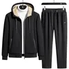 Mens Tracksuits Arrived Tracksuit Men Warm Winter Velvet Thick Two Pieces Set Fleece Track Suit JacketPants 231129